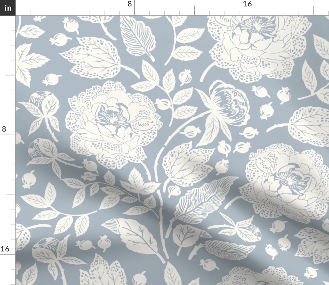 Peonies Soft Blue Light Cream