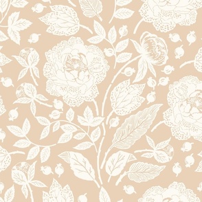 Peonies Soft Light Cream Beige