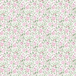 PINK CHRISTMAS FESTIVE FLORAL CHRISTMAS DITSY MICRO GRAND MILLENNIAL PREPPY, MILLEFLEUR, PINK AND GREEN PF079E