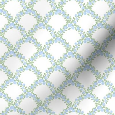 Hydrangea, scallop, Floral, Trellis, Vine, Greenery, Scalloped, Lattice, Leaves, Blue and Green PF112D