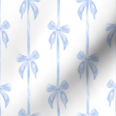 8" Blue Bow Stripe CHRISTMAS BOW STRIPE WATERCOLOR BLUE _ WHITE PF080E