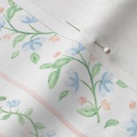 8" FLORAL STRIPE WATERCOLOR CLIMBLING VINE PEACH BLUE PF081B