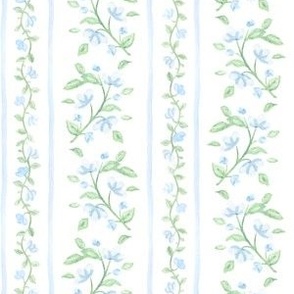 6" FLORAL STRIPE WATERCOLOR CLIMBLING VINE GREEN BLUE PF081C