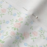 4" Peach _ Blue Floral Chintz Wildflower Trellis Climbing Traditional Cottagecore Preppy Grandmillennial Patriotic PF093D