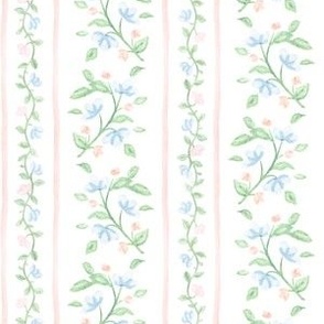 6" FLORAL STRIPE WATERCOLOR CLIMBLING VINE PEACH BLUE PF081B