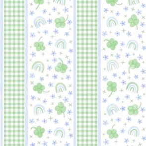 8" Blue Green Clover Rainbows Flowers Floral St Patricks Preppy Stripe Boys St Pats PF121D