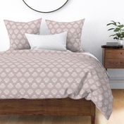 Scallop Polka Dot in White on Dusky Pink (Small Scale)