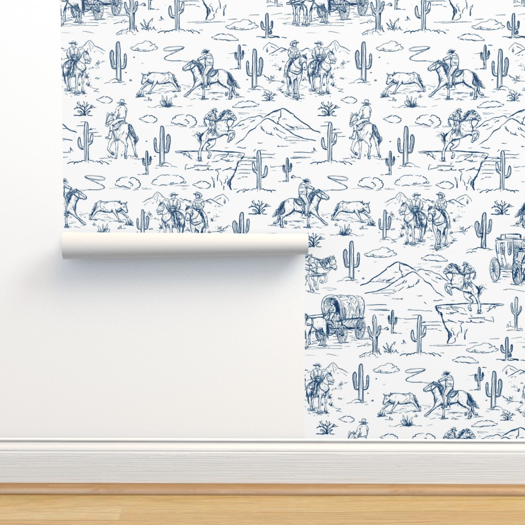 Western toile ,western cowboy fabric Wallpaper | Spoonflower