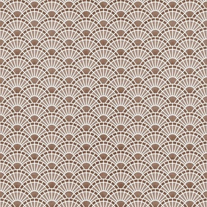 Serene Sunshine- 06 Mocha- Art Deco Wallpaper- Geometric Minimalist Monochromatic Scalloped Suns- Petal Cotton Solids Coordinate- sMini- Taupe- Earth Tone- Brown- Terracotta- Neutral- Bohemian Fall- Boho Autumn