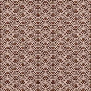 Serene Sunshine- 07 Cinnamon- Art Deco Wallpaper- Geometric Minimalist Monochromatic Scalloped Suns- Petal Cotton Solids Coordinate- Mini- Earth Tone- Brown- Terracotta- Neutral- Bohemian Fall- Boho Autumn