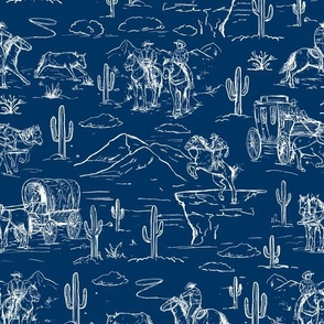 Western toile ,western cowboy fabric wallpaper navy WB23 A