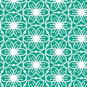 Delight - Mid Century Modern Geometric Floral Aqua White Regular