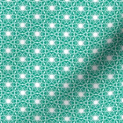 Delight - Mid Century Modern Geometric Floral Aqua White Small