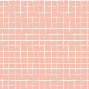 Peach and White Minimalist Grid Pattern (medium scale) 