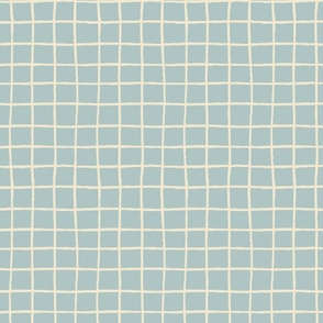 Soft Blue and Cream Minimalist Grid Pattern (Medium Sized)