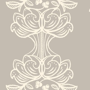French Country Floral Stripe on Taupe extra large