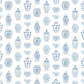 Chinoiserie Chic Blue And White Ginger Jar Repeat Print