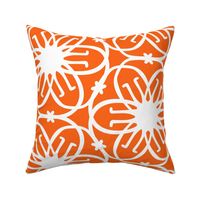 Delight - Mid Century Modern Geometric Floral Orange White Jumbo