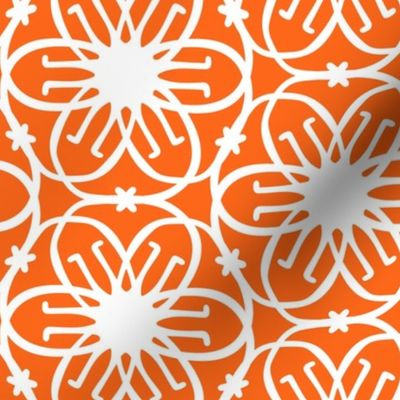 Delight - Mid Century Modern Geometric Floral Orange White Large