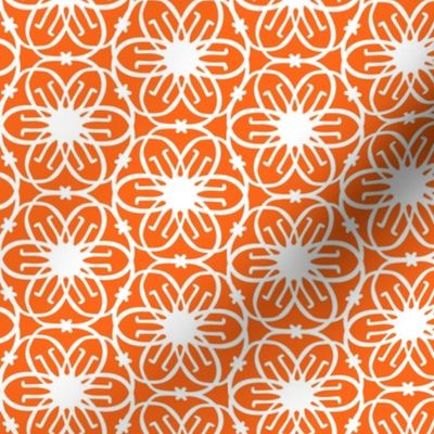 Delight - Mid Century Modern Geometric Floral Orange White Regular