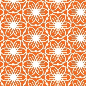 Delight - Mid Century Modern Geometric Floral Orange White Regular