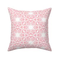 Delight - Mid Century Modern Geometric Floral Pink White Large