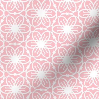 Delight - Mid Century Modern Geometric Floral Pink White Regular