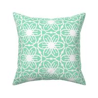 Delight - Mid Century Modern Geometric Floral Sea Green White Large