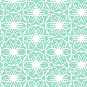 Delight - Mid Century Modern Geometric Floral Sea Green White Regular
