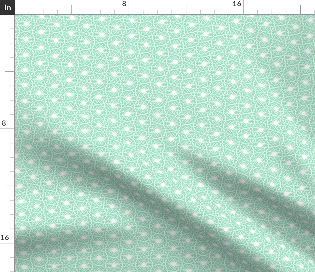 Delight - Mid Century Modern Geometric Floral Sea Green White Small