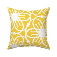 Delight - Mid Century Modern Geometric Floral Yellow White Jumbo