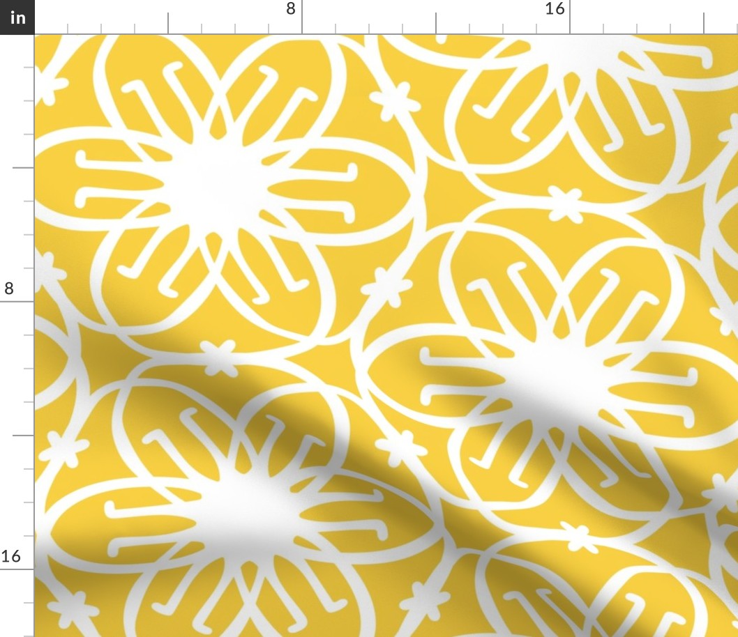 Delight - Mid Century Modern Geometric Floral Yellow White Jumbo