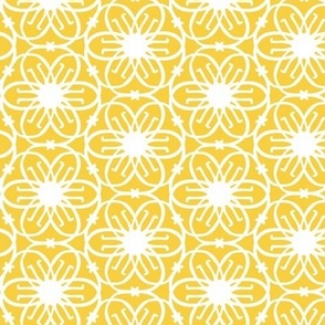Delight - Mid Century Modern Geometric Floral Yellow White Regular