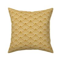 Serene Sunshine- 09 Mustard- Art Deco Wallpaper- Geometric Minimalist Monochromatic Scalloped Suns- Petal Cotton Solids Coordinate- sMini- Golden Yellow- Earth Tone- Ocher- Neutral
