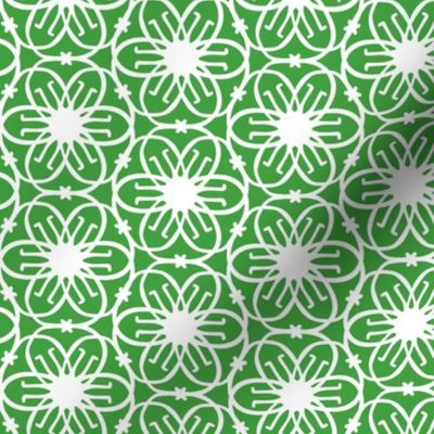 Delight - Mid Century Modern Geometric Floral Green White Regular