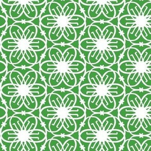Delight - Mid Century Modern Geometric Floral Green White Regular