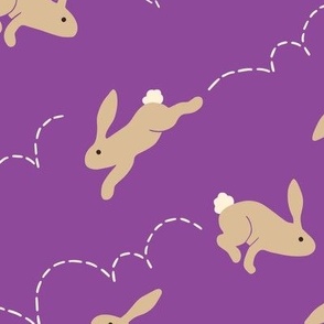 Bunny Hop - rabbits on purple violet - medium 