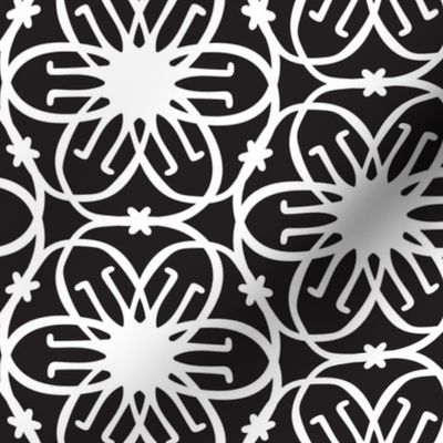 Delight - Mid Century Modern Geometric Floral Black White Large