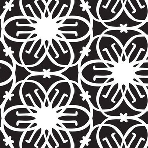 Delight - Mid Century Modern Geometric Floral Black White Large