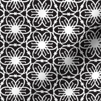Delight - Mid Century Modern Geometric Floral Black White Regular