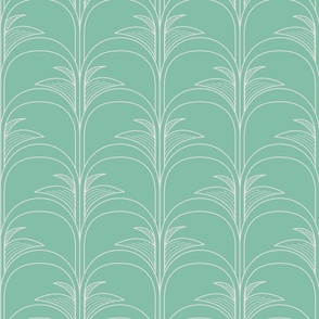 Elegant Art Deco Arched Palm Leaf Pattern in Mint