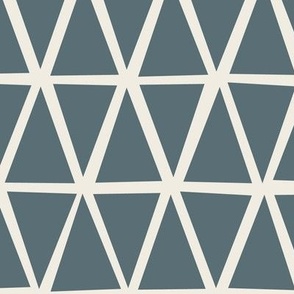 triangles _ creamy white, marble blue _ hand drawn simple teal geometric