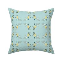 Simple Lemon And Foliage Mint Citrus Grove Circular Repeat Pattern Cottagecore Vintage Inspired