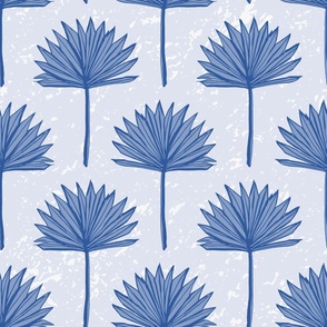 (L) Muted Blue Fan Palm on dusty blue textured background, Wallpaper
