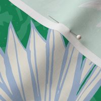 (L) Fan Palm Blue and Green, Preppy wallpaper, Wallpaper