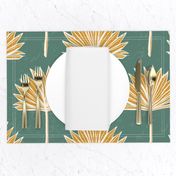 (L) Fan Palm Gold on Sage Green, Wallpaper