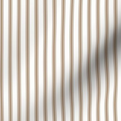 Ticking Stripe: Chestnut Brown & White, Neutral Pillow Ticking