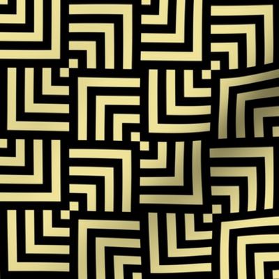 Small Scale Concentric Overlapping Squares 2 in Yellow and Black