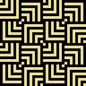 Small Scale Concentric Overlapping Squares 2 in Yellow and Black