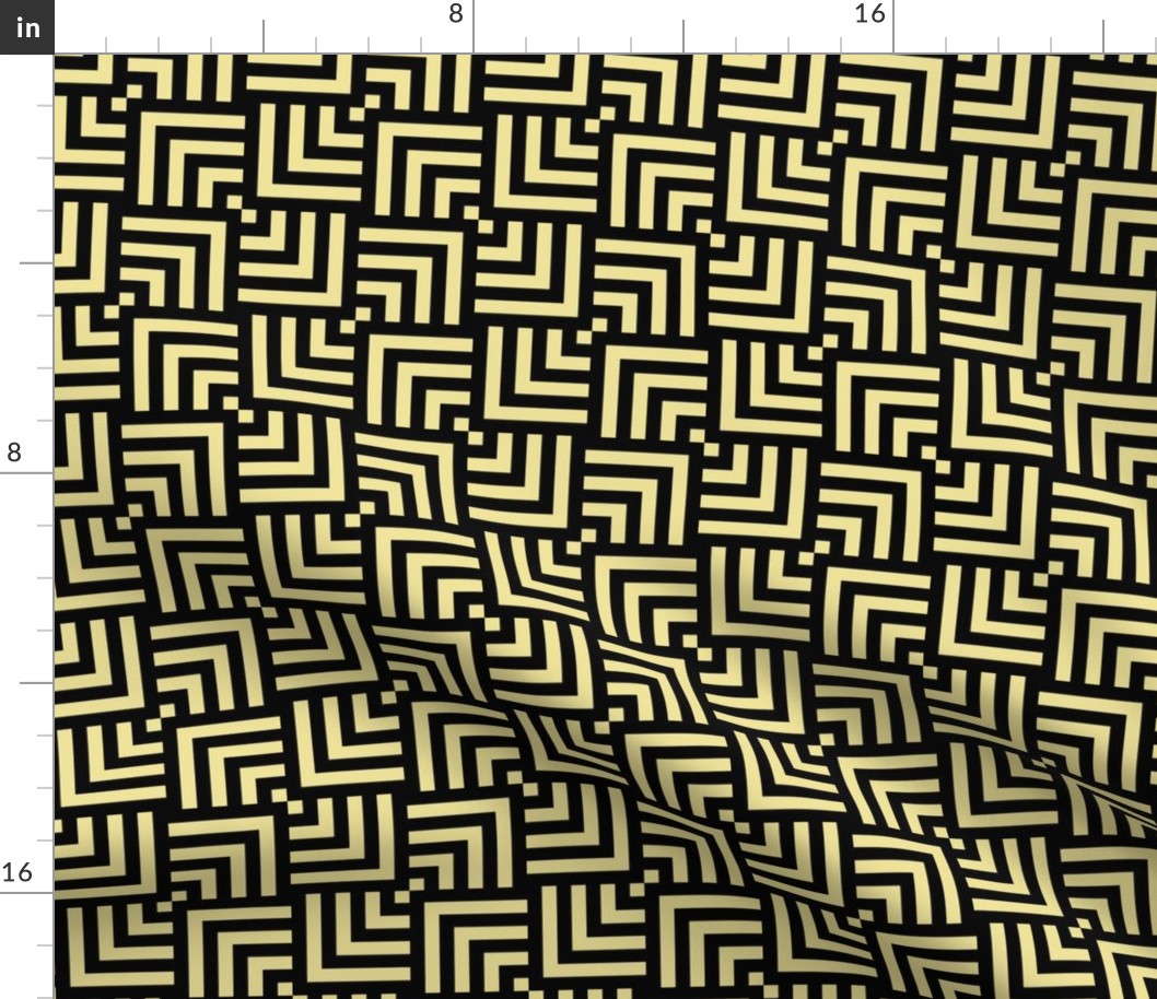 Small Scale Concentric Overlapping Squares 2 in Yellow and Black